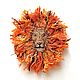 Fire lion, author's hand embroidery, Brooches, Tver,  Фото №1