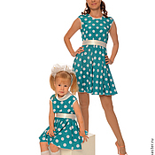Платья для мамы и дочки "Голубая лагуна", комплект