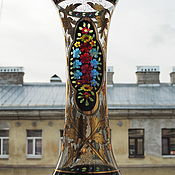 Винтаж handmade. Livemaster - original item Large antique vase with stained glass painting. Handmade.