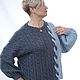 Пуловер женский Волна вязаный серо-голубой шерсть хлопок. Пуловеры. Rakovaolya-knitting. Ярмарка Мастеров.  Фото №5