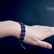 Украшения handmade. Livemaster - original item Multi-row bracelet with blue agate, crowns. Handmade.