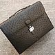 Ostrich leather briefcase, dark brown, Brief case, St. Petersburg,  Фото №1