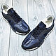 Sneakers made of ostrich calf leather, in blue, with fur. Sneakers. SHOES&BAGS. Online shopping on My Livemaster.  Фото №2