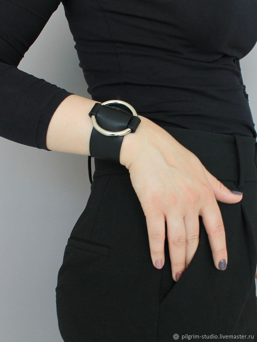 Женский кожаный Браслет с кольцом (Черный цвет) в интернет-магазине ...