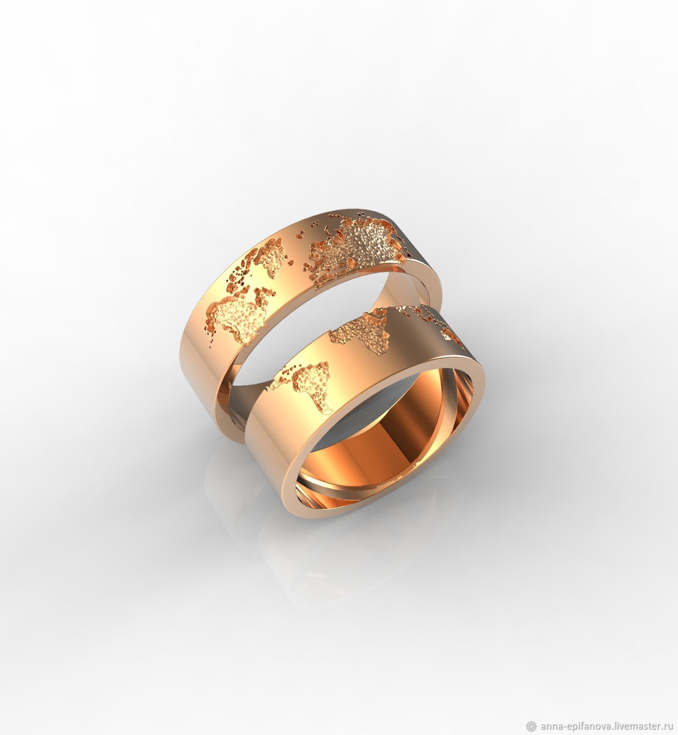Wedding rings 'World Map' silver (Ob69), Engagement rings, Chelyabinsk,  Фото №1