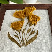 Ручная вышивка "Лисички", Панно с лесными грибами