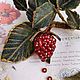 Заказать Малинка. Брошь из натуральной кожи и бисера. Liza |  Украшения  из  кожи. Ярмарка Мастеров. . Брошь-булавка Фото №3