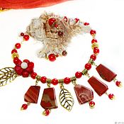 Украшения handmade. Livemaster - original item Necklace and earrings Red accent of coral and Jasper. Handmade.
