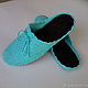 Order Slippers - flip flops for home ( cotton - turquoise ). Makosh. Livemaster. . Slippers Фото №3