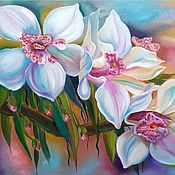 Картины и панно handmade. Livemaster - original item The picture of the white Orchid oil painting. Handmade.