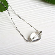 Украшения handmade. Livemaster - original item Silver-plated necklace with a rock crystal bead. Handmade.