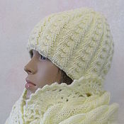 Аксессуары handmade. Livemaster - original item Double cap in a soft lemon color.. Handmade.