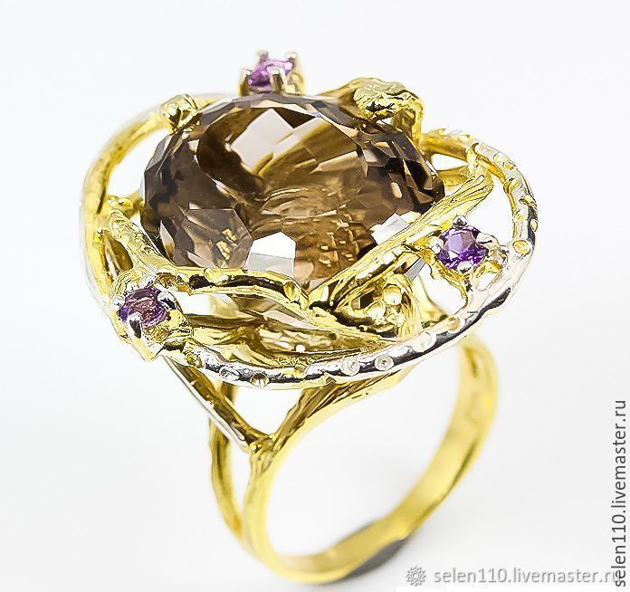 Ring 'Planet' with rauchtopaz and amethysts, Rings, Voronezh,  Фото №1