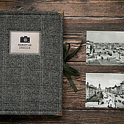 Канцелярские товары handmade. Livemaster - original item Photo album for a loved one, gray in a cage (kraft sheets and parchment). Handmade.