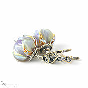 Украшения handmade. Livemaster - original item Earrings Delicate lilac lampwork flowers gift to your beloved. Handmade.