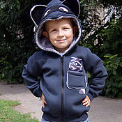 Одежда детская handmade. Livemaster - original item Children`s Raccoon hoodie with fur hood, cotton sweatshirt. Handmade.