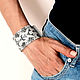Women's Bracelet Snakeskin Cuff Wide with Buttons, Cuff bracelet, Moscow,  Фото №1