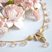 Украшения handmade. Livemaster - original item Necklace leaves with rose quartz. Handmade.