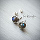Silver stud earrings with labradorite 'Dreams' 925 silver, Stud earrings, Yaroslavl,  Фото №1