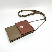 Сумки и аксессуары handmade. Livemaster - original item Genuine Leather Cappuccino Dusty Rose Phone Bag. Handmade.