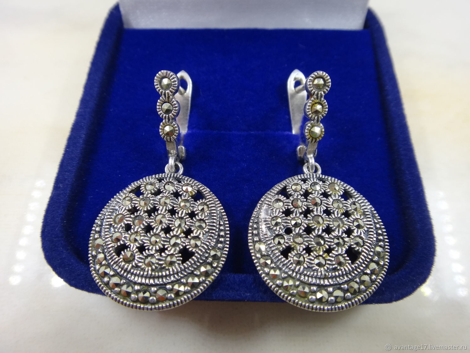 Винтаж: Роскошные серьги, Арт-деко, серебро 925 пробы, марказиты купить ...