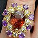 Кольцо с ярким осенним турмалином 13х10 мм-3,12ct, Кольца, Саратов,  Фото №1