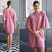 Одежда handmade. Livemaster - original item Pink t-shirt dress, summer dress loose Silver raspberry. Handmade.
