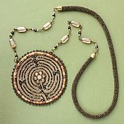 Украшения handmade. Livemaster - original item Labyrinth Pendant Round Beaded Pendant. Handmade.