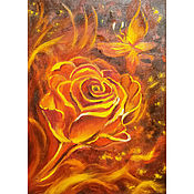 Картины и панно handmade. Livemaster - original item Painting rose fire flower 