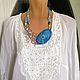 Necklace 'Blue Lagoon' cut agate coral pearl, Necklace, Voronezh,  Фото №1