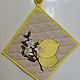 Linen potholder with embroidered Lemon, Potholders, Ivanovo,  Фото №1