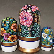 Русский стиль handmade. Livemaster - original item Matryoshka Interior designer Flowers 18cm 5m. Handmade.