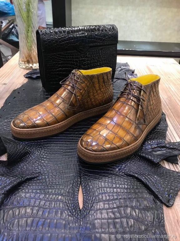 Unisex sneakers, crocodile leather, brown, Sneakers, St. Petersburg,  Фото №1