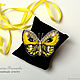 A beaded brooch Yellow butterfly hand embroidery yellow black silver. Brooches. Marina Brusinenko - Jevelry. Online shopping on My Livemaster.  Фото №2