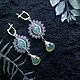 Серебряные серьги с аквамарином, розовым кварцем и пренитом. Серьги классические. Plava-laguna. Интернет-магазин Ярмарка Мастеров.  Фото №2