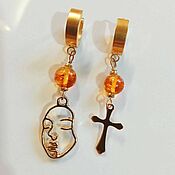 Украшения handmade. Livemaster - original item Long amber earrings with pendants. Handmade.