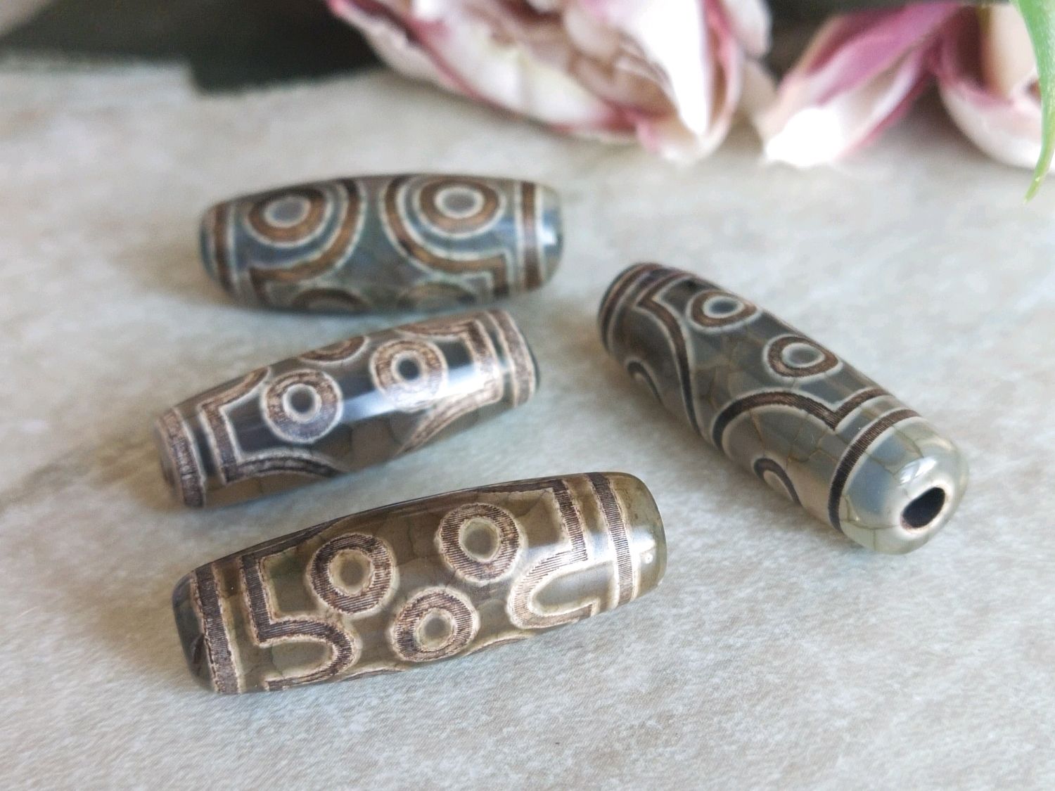 Бусина Дзи 7 глаз натуральный агат – купить на Ярмарке Мастеров ...