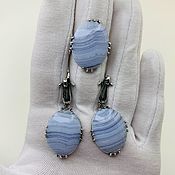 Украшения handmade. Livemaster - original item Delicate set with natural blue agate. Handmade.