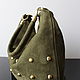 Olive hobo Bag made of natural suede with decor. Sacks. Olga'SLuxuryCreation. Online shopping on My Livemaster.  Фото №2