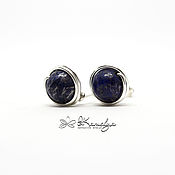 Украшения handmade. Livemaster - original item Silver stud earrings with lapis lazuli 