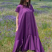 Одежда handmade. Livemaster - original item Purple, Summer, Long Cotton Dress-DR0760CT. Handmade.