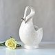 ваза авторская ваза керамика ваза настольная красивая ваза лебедь лебеди настольная композиция ваза декоративная ваза для цветов ваза белая фигурка лебедь статуэтка лебедь авторская ваза в подарок авт