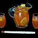 Doll food: set of a Jug of 2 glasses with orange juice, Dishes for dolls, Saratov,  Фото №1