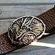 Leather belt with bronze buckle 'Bronze Dragon' ver. 6, Straps, Tolyatti,  Фото №1