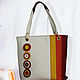 Leatheк white yellow red colourful bag with dots, Classic Bag, Bologna,  Фото №1