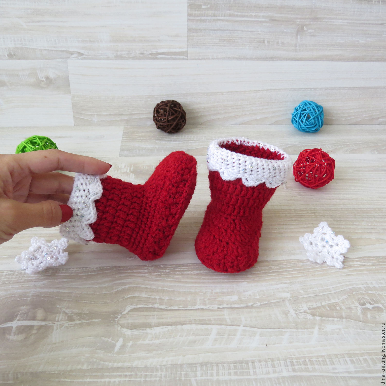 Christmas boots booties crocheted Christmas baby booties red – shop