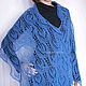 Blue openwork knitted scarf, wool stole. Scarves. IRINA GRUDKINA Handmade Knitwear. My Livemaster. Фото №7
