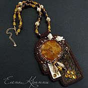 Украшения handmade. Livemaster - original item Honey Autumn Necklace Pendant. Pendant with ammonite calcite.. Handmade.