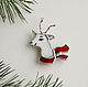 Christmas brooch 'Deer in scarf', Brooches, Zelenograd,  Фото №1