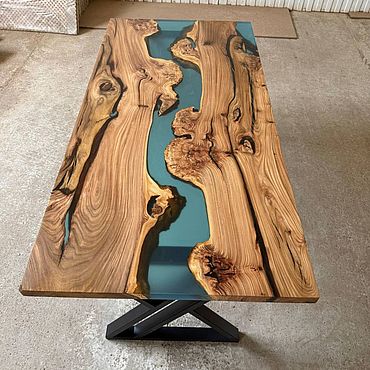 Для дома и интерьера ручной работы. Ярмарка Мастеров - ручная работа Стол река из массива карагача и эпоксидной смолы. Handmade.